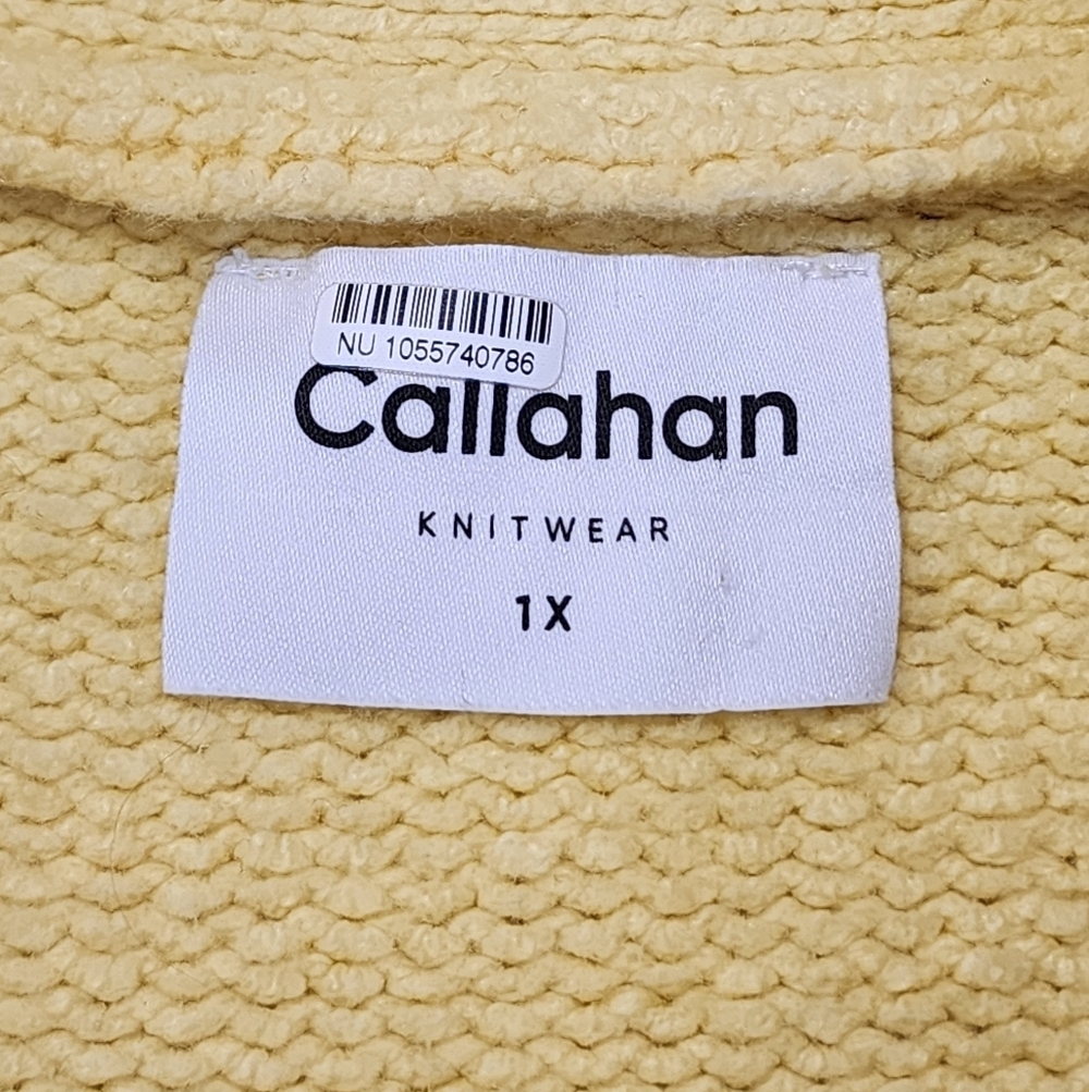 Callahan Shawl Collar Toggle Cardigan Yellow Chunky Knit Sweater Size 1X - Picture 6 of 13